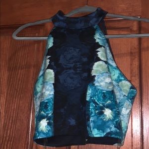 Blue Floral Two piece homecoming dress